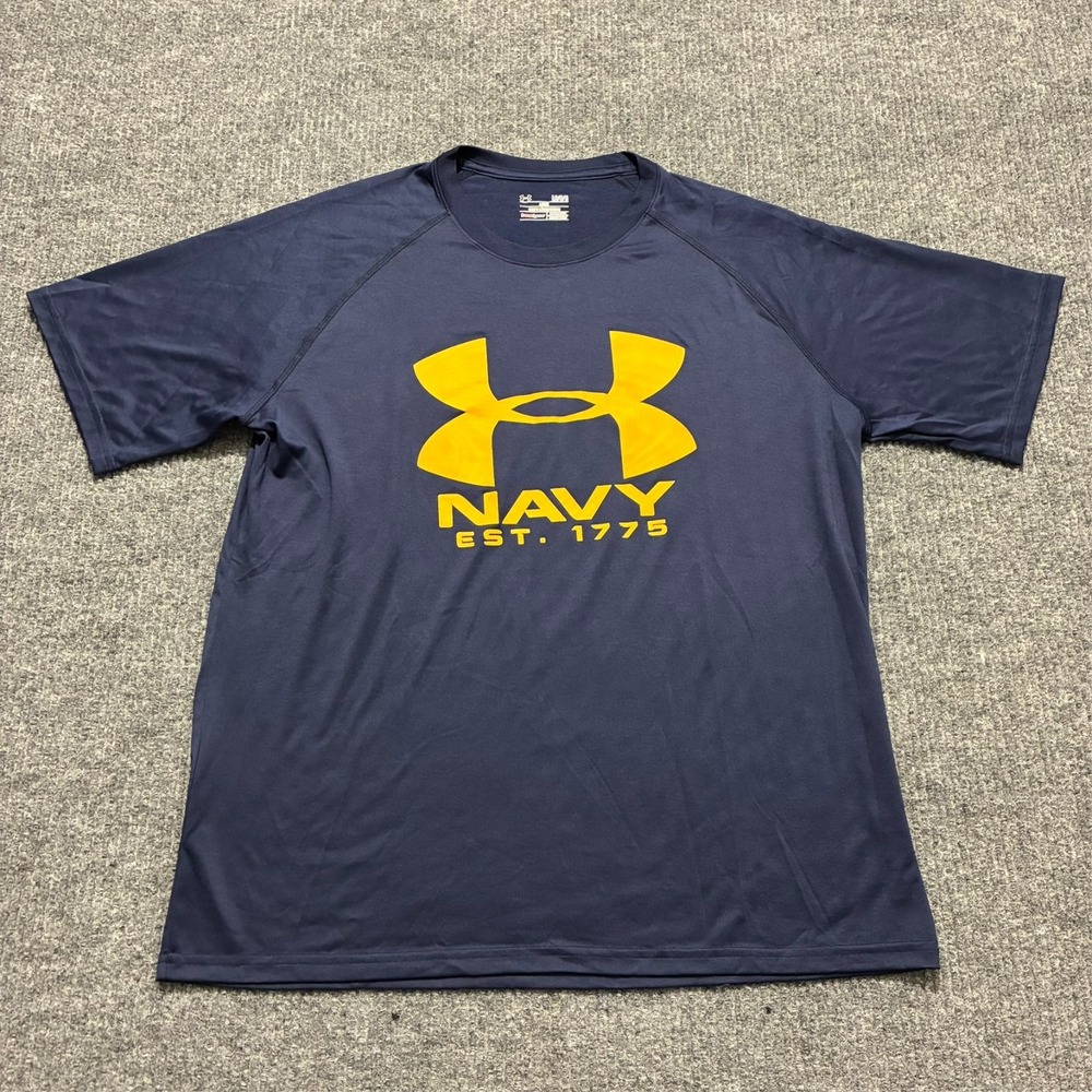 Under Armour Heatgear Navy 1775 Mens T-Shirt Large Blue Loose Fit Short Sleeve